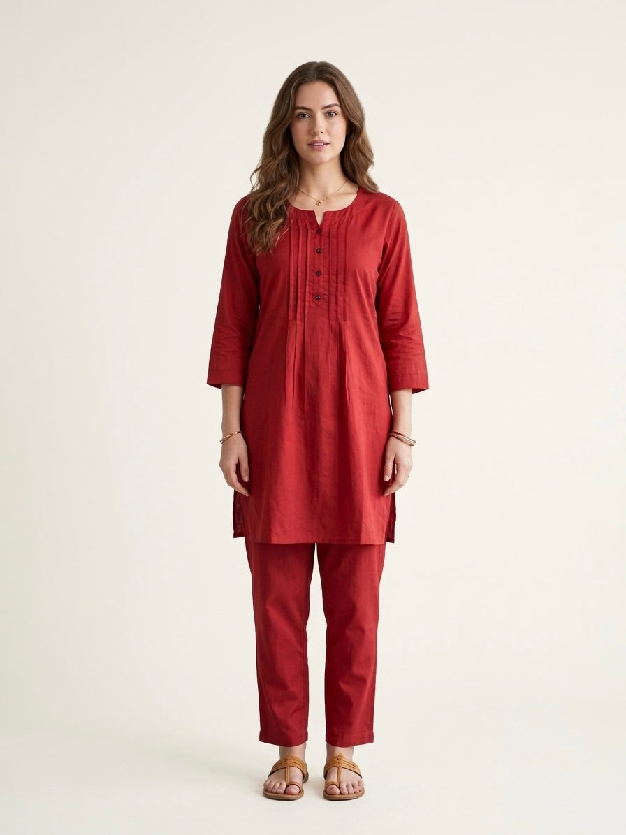 Maroon Round Neck Co-ord Set