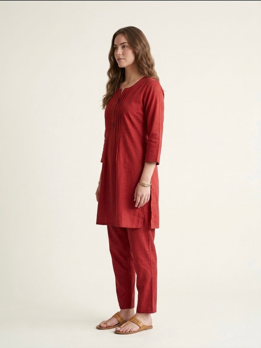 Maroon Round Neck Co-ord Set