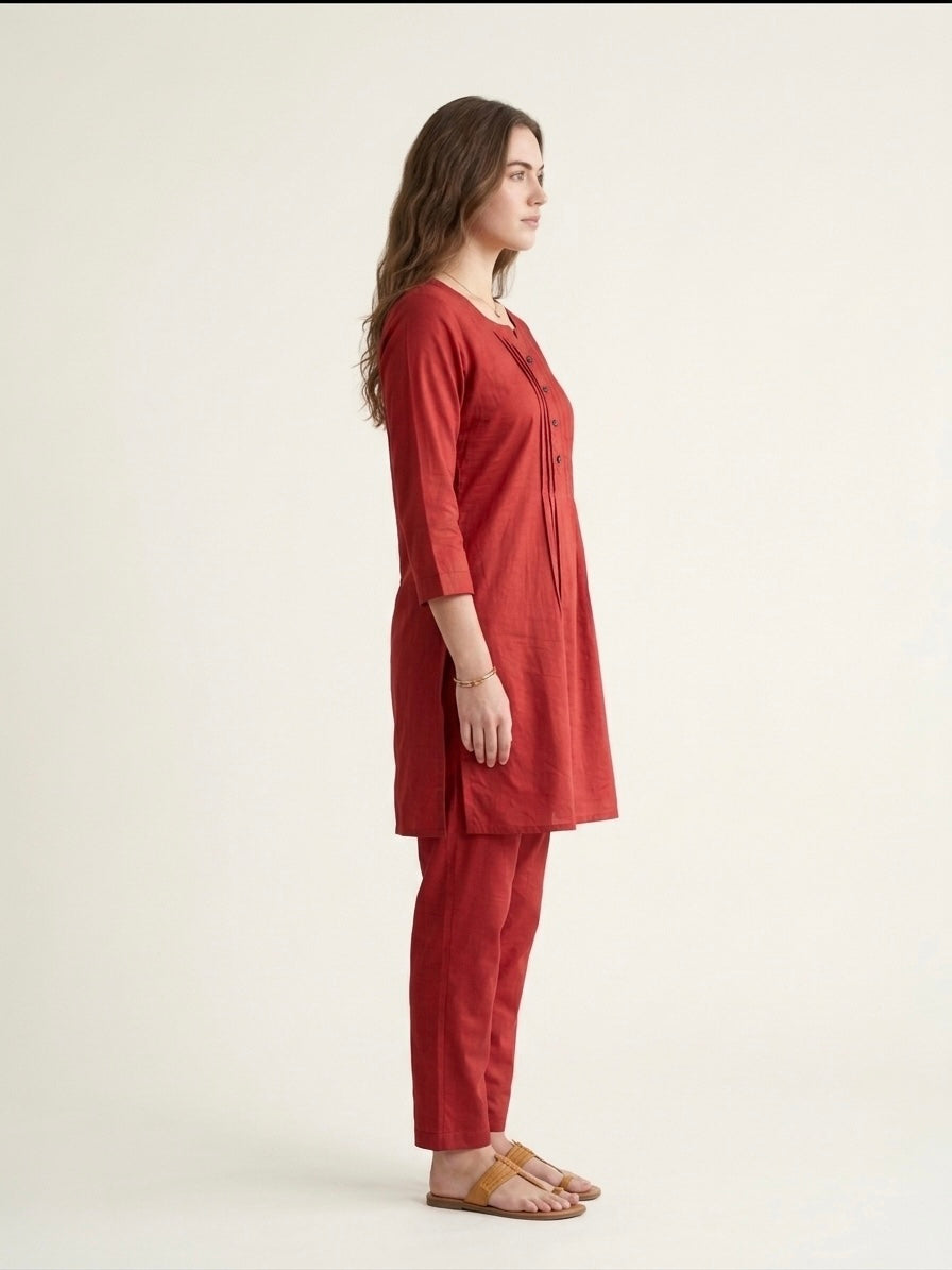 Maroon Round Neck Co-ord Set