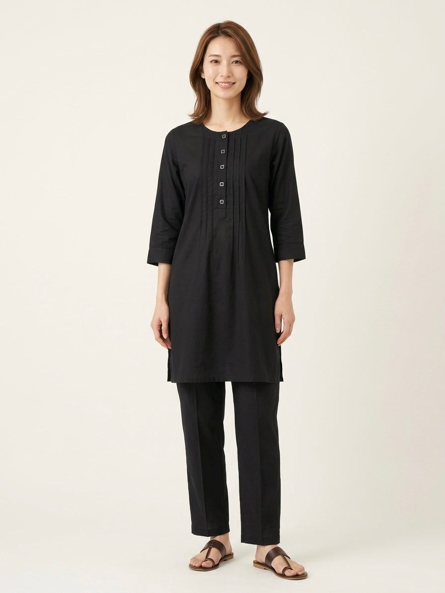 Black Round Neck Co-ord Set
