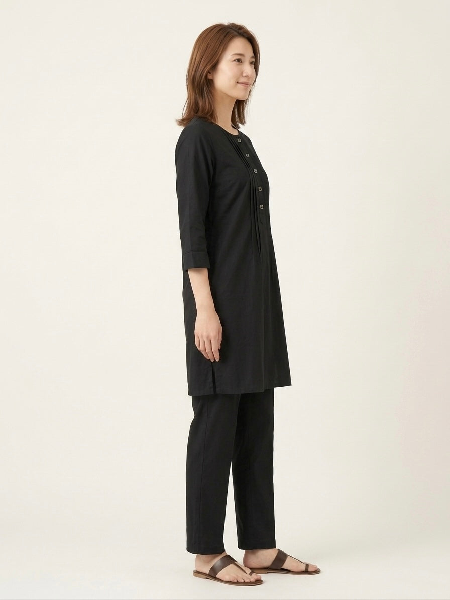Black Round Neck Co-ord Set