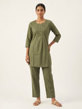 Olive Green Round Neck Co-ord Set