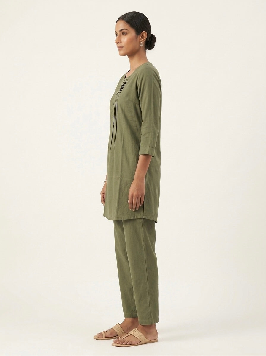 Olive Green Round Neck Co-ord Set