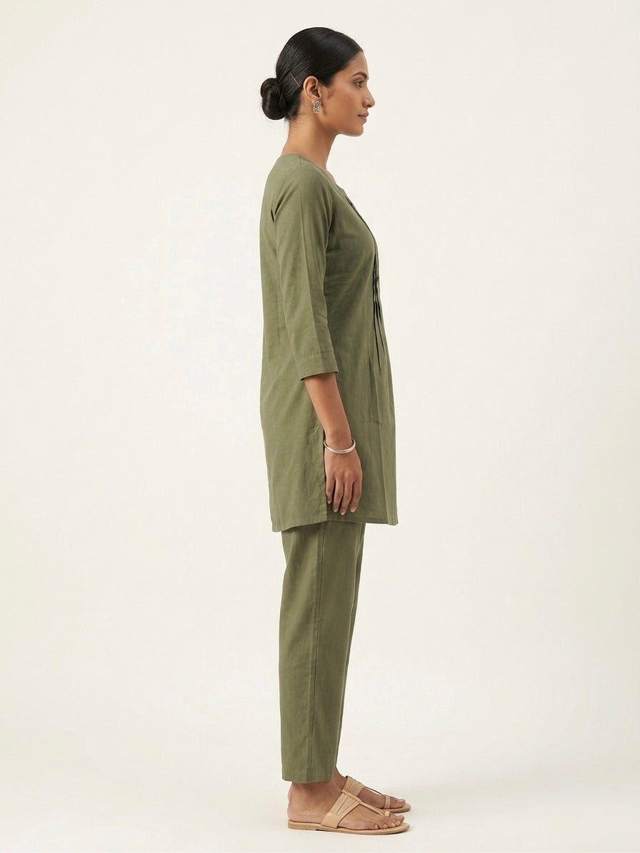 Olive Green Round Neck Co-ord Set