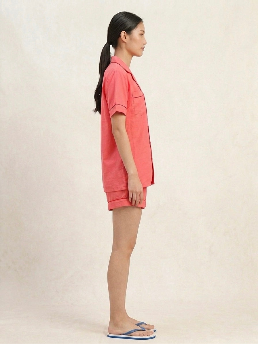 Coral Pink Shorts Night Suit
