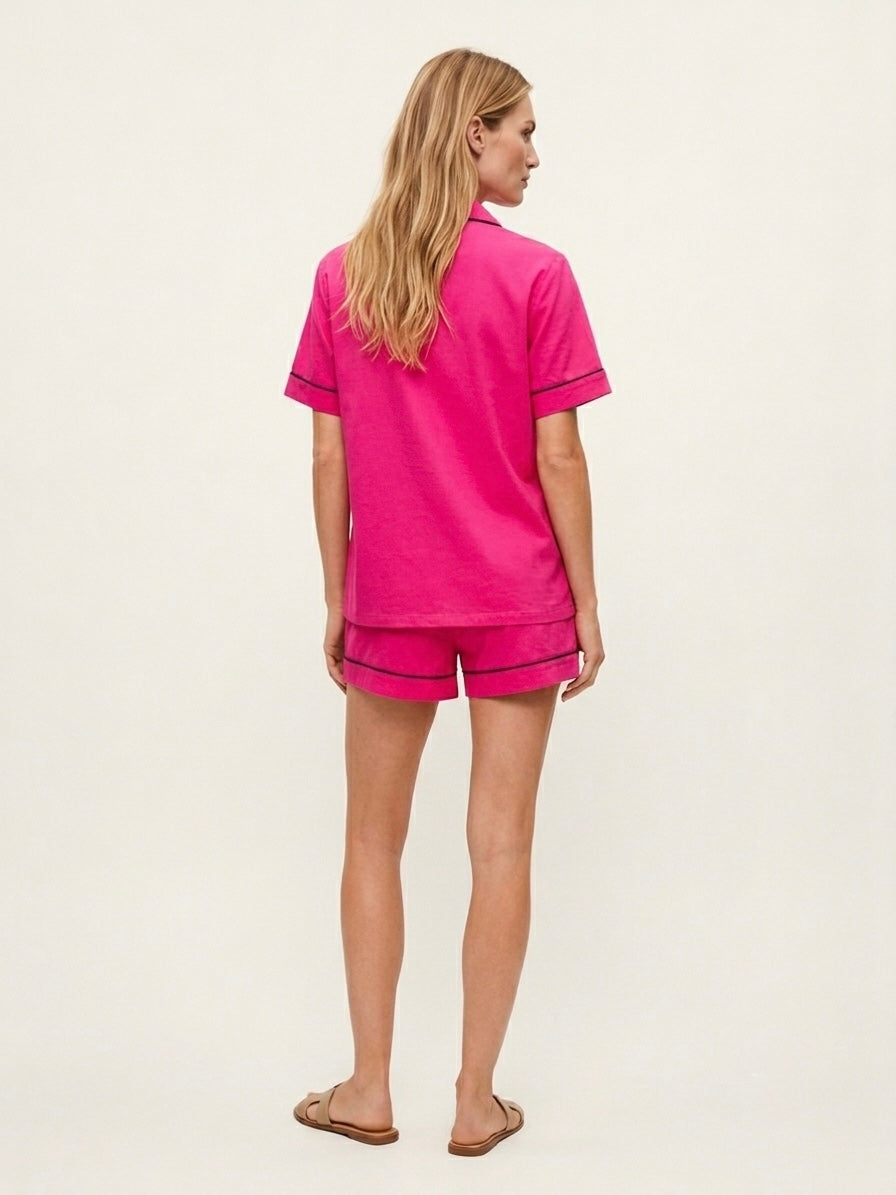 Fuchsia Pink Shorts Night Suit