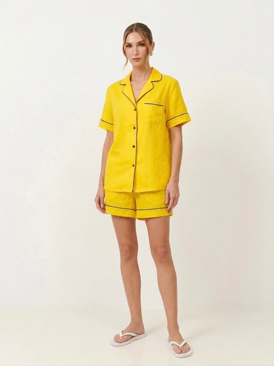 Yellow Shorts Night Suit