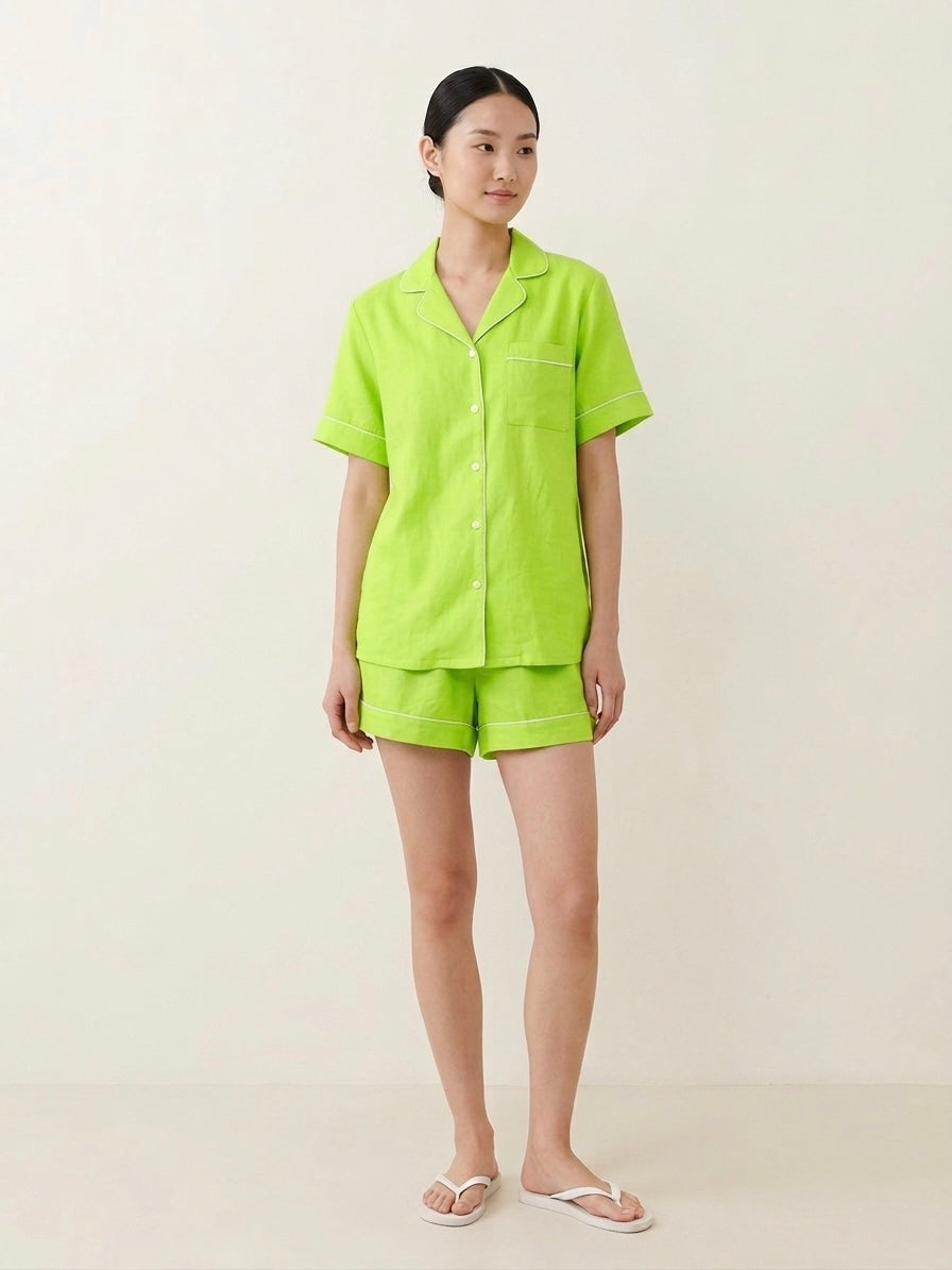 Lime Green Shorts Night Suit