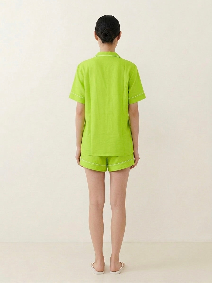 Lime Green Shorts Night Suit