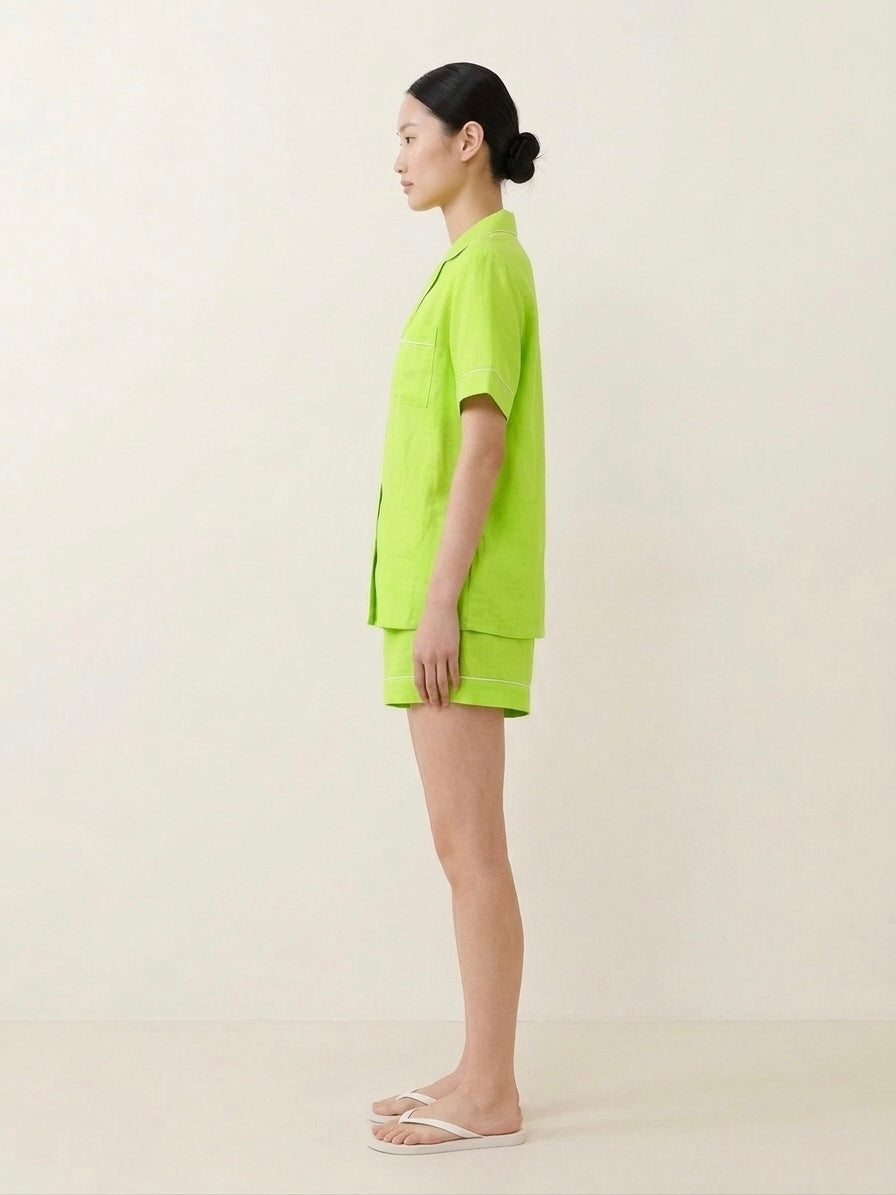 Lime Green Shorts Night Suit