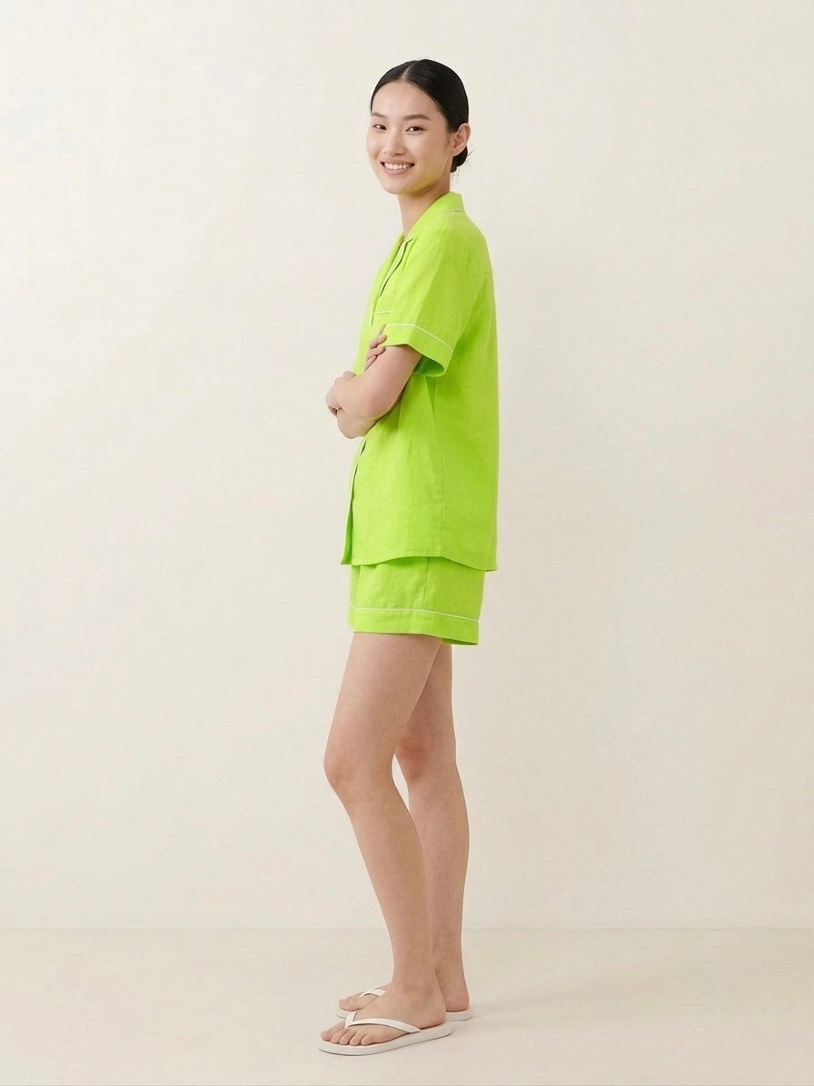 Lime Green Shorts Night Suit