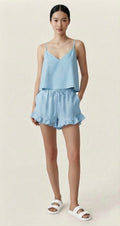 Sky Blue Cami-Ruffled Short Set