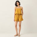 Mustard-Yellow ruffled Night Suit