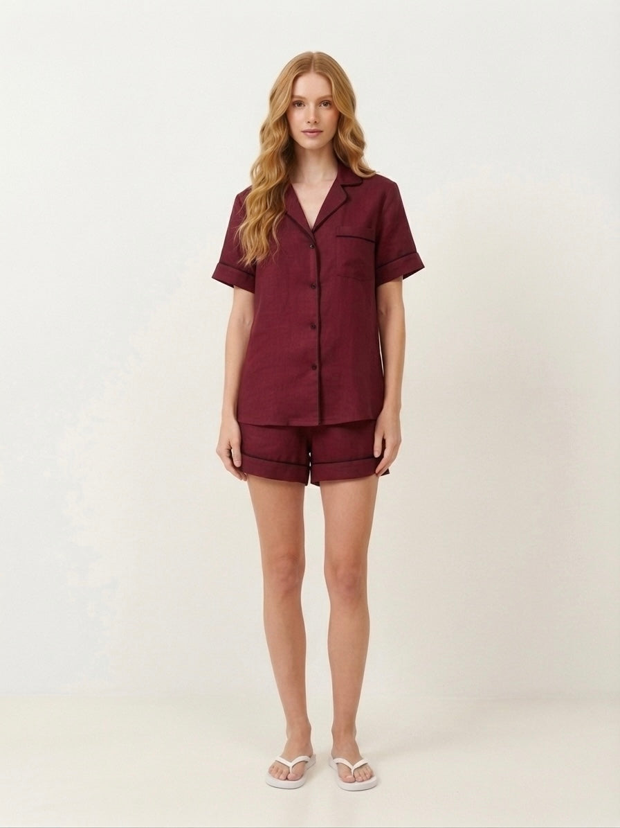 Maroon Shorts Night Suit