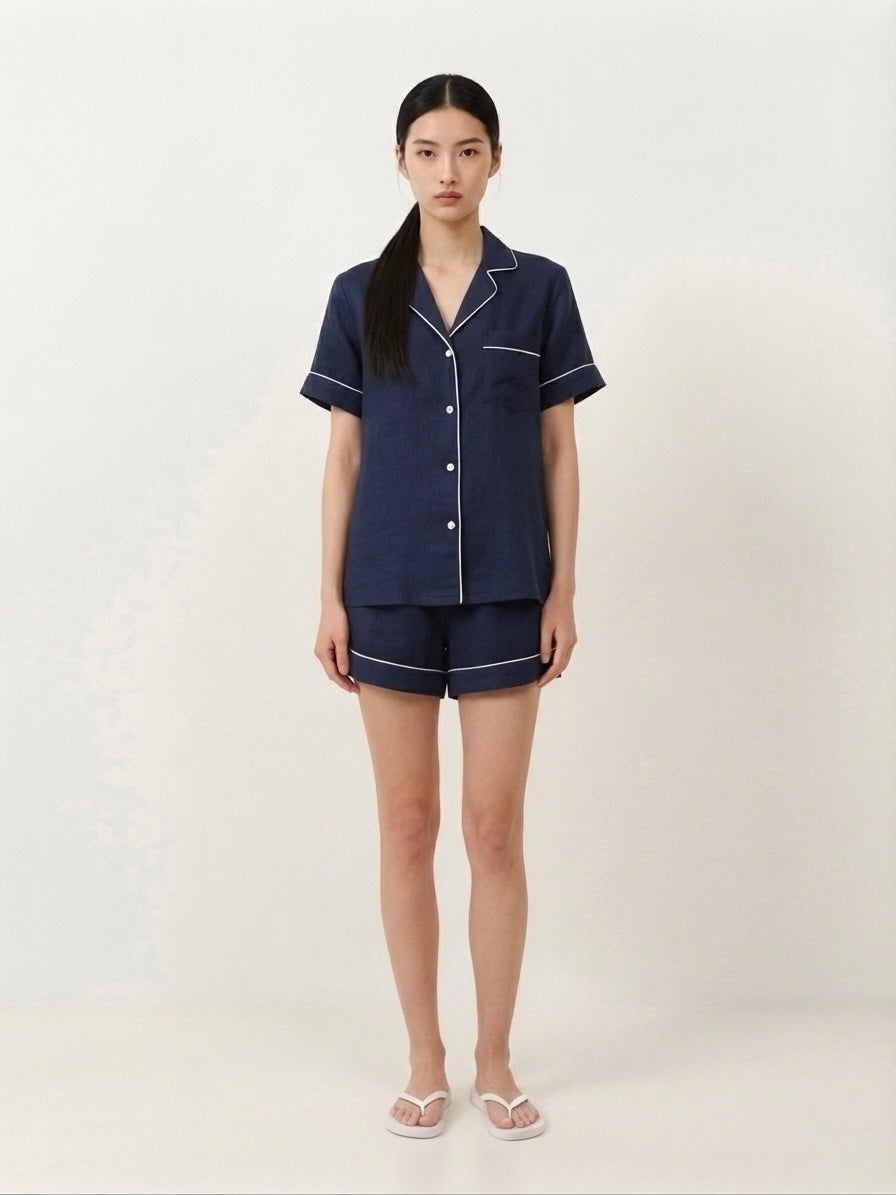 Navy Blue Shorts Night Suit