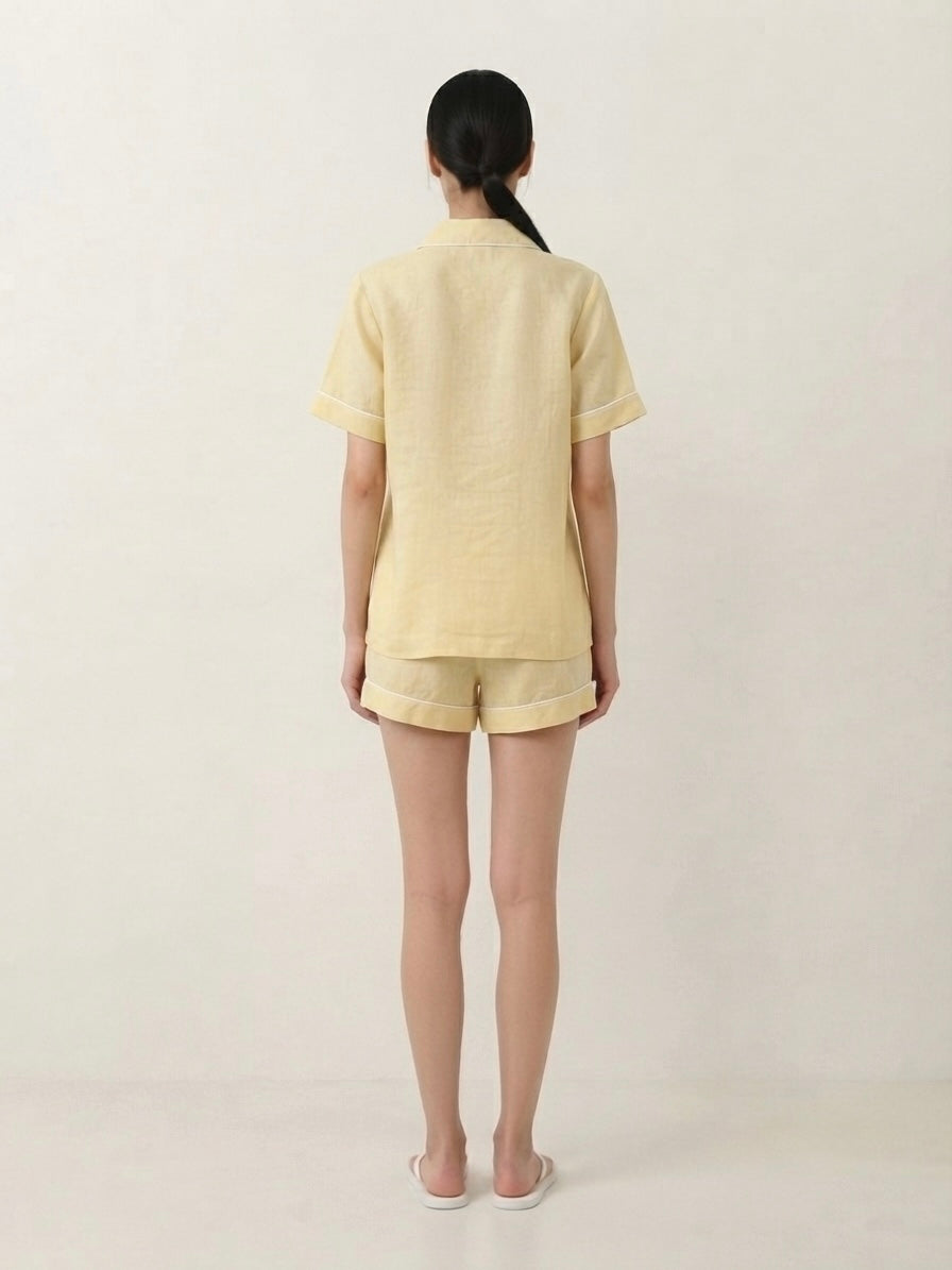 Pale Yellow Shorts Night Suit
