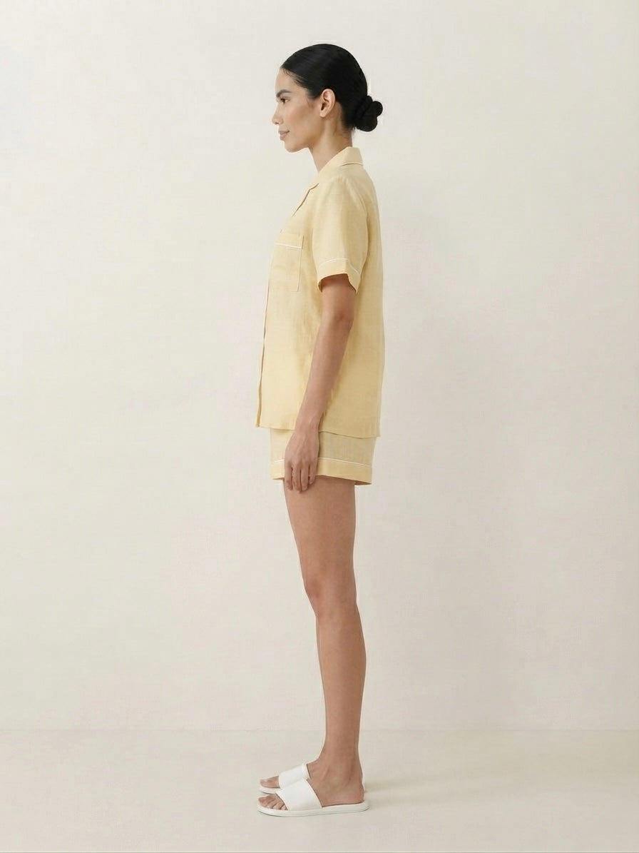 Pale Yellow Shorts Night Suit