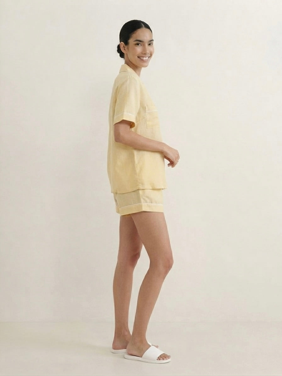 Pale Yellow Shorts Night Suit