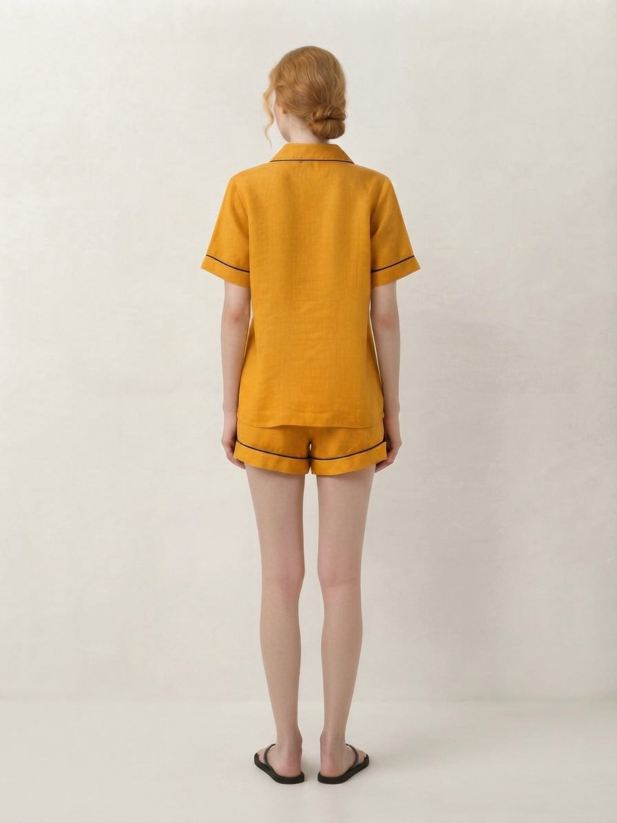 Ochre Yellow Shorts Night Suit