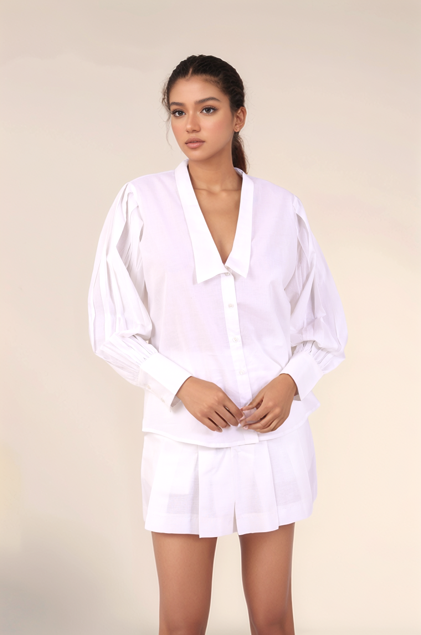 White Loose Fit Cotton Shirt