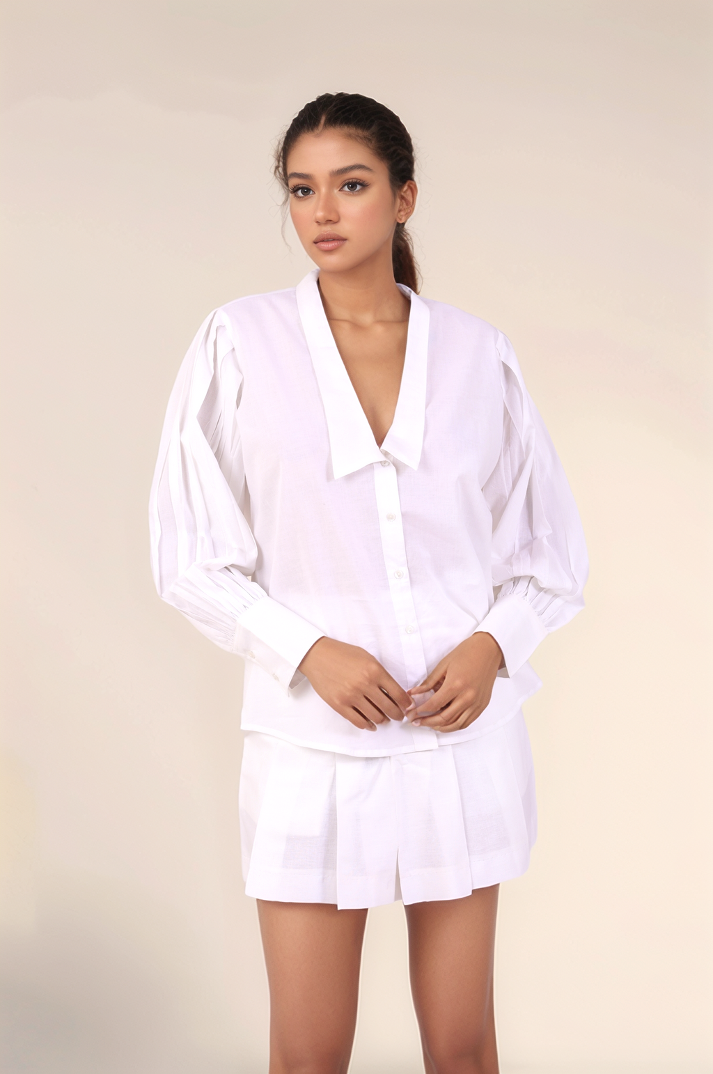 White Loose Fit Cotton Co-ord Suit