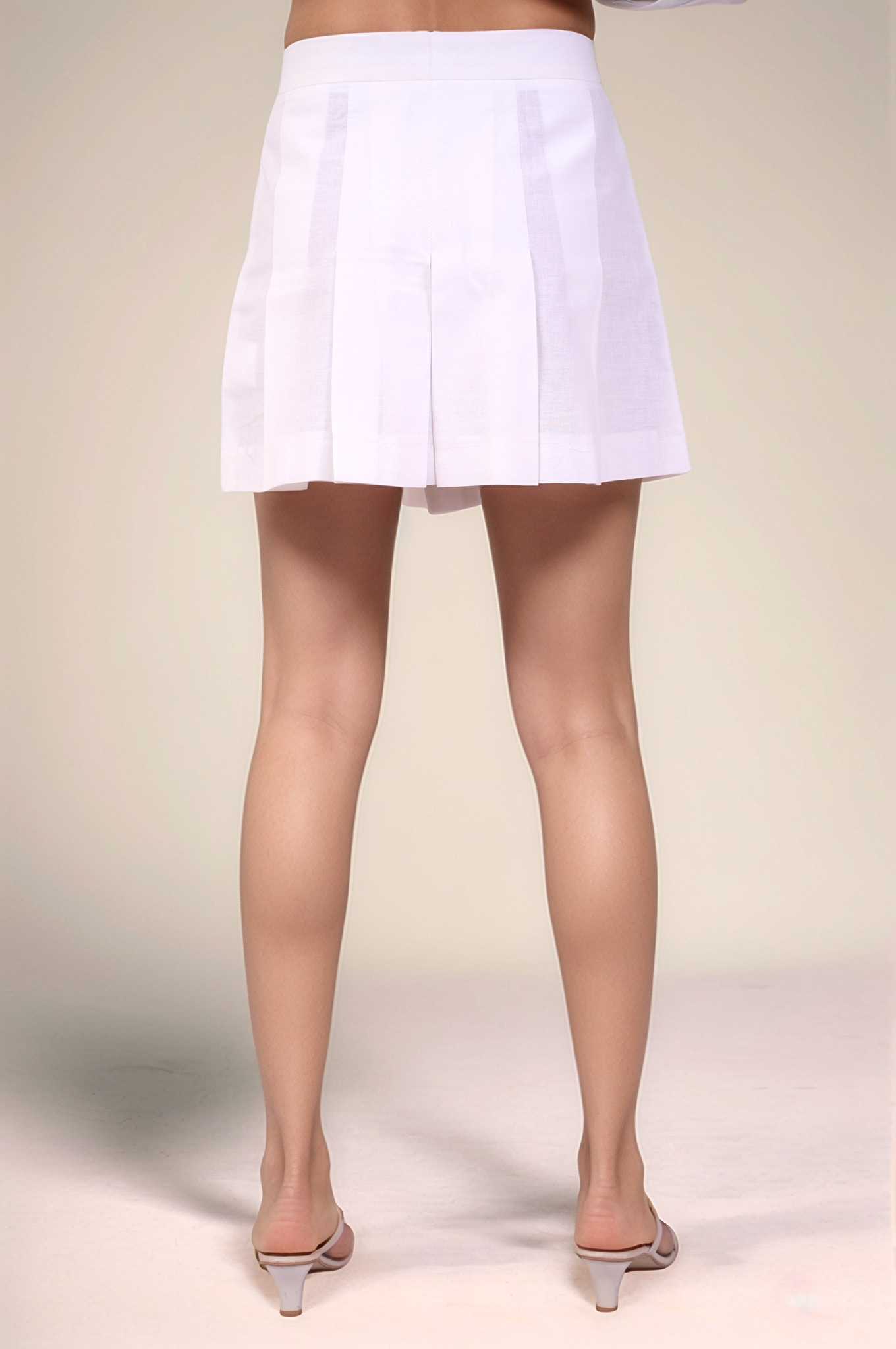 White Cotton Pleated Skirt