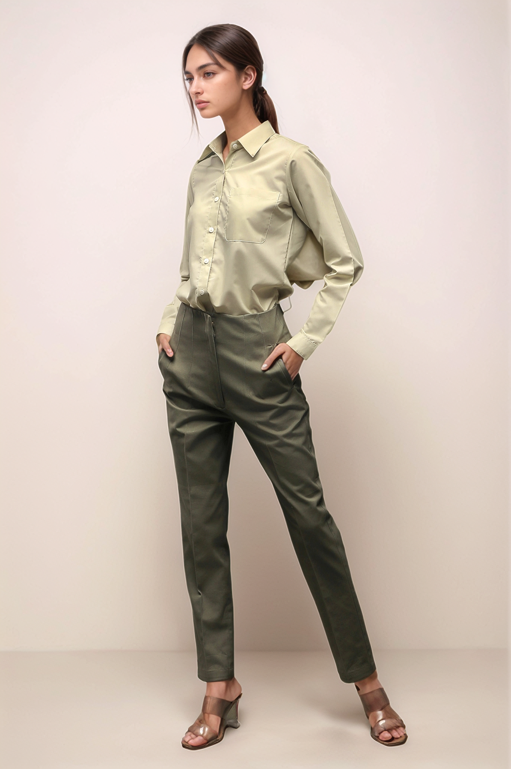 Olive Green Slim Fit Trouser