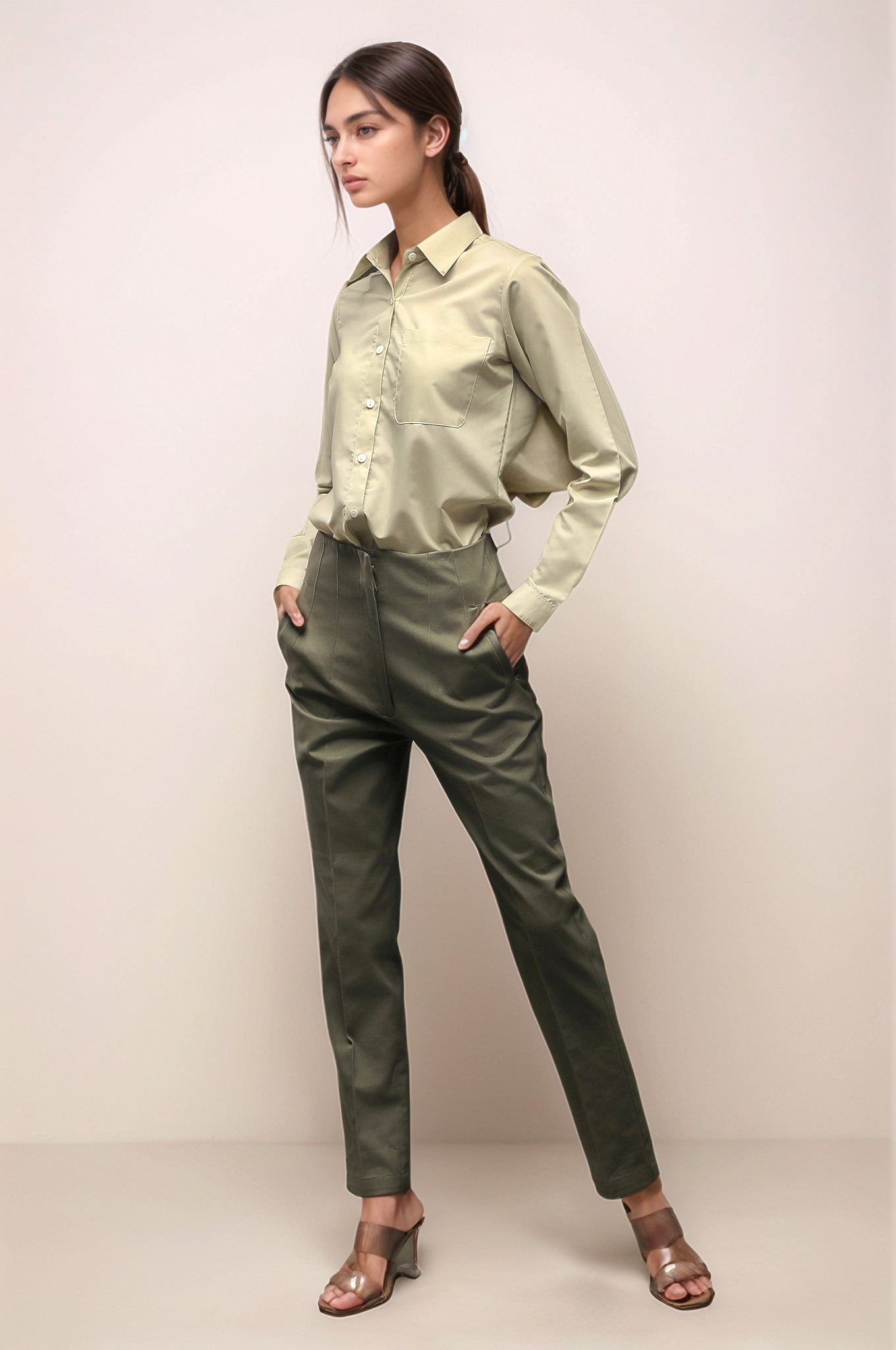 Olive Green Slim Fit Trouser