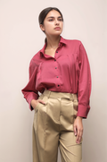 Pink Loose Front Pleated Shirt