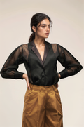 Black Georgette Panel Shirt