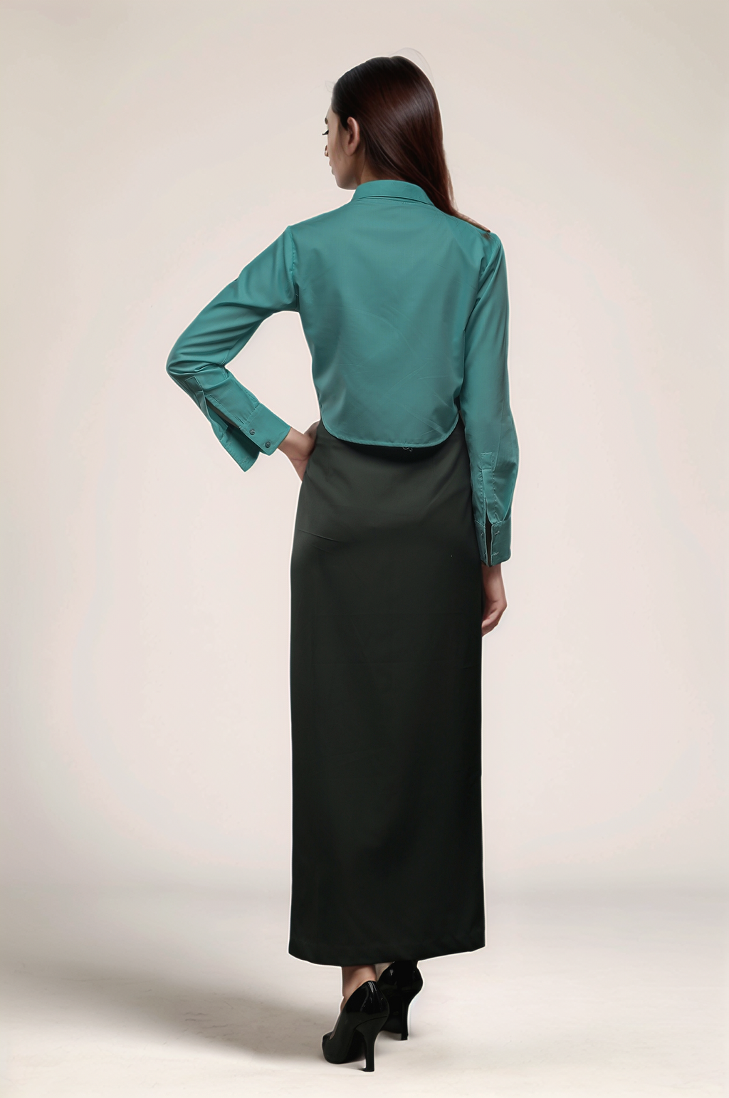 Green Slit Long Skirt