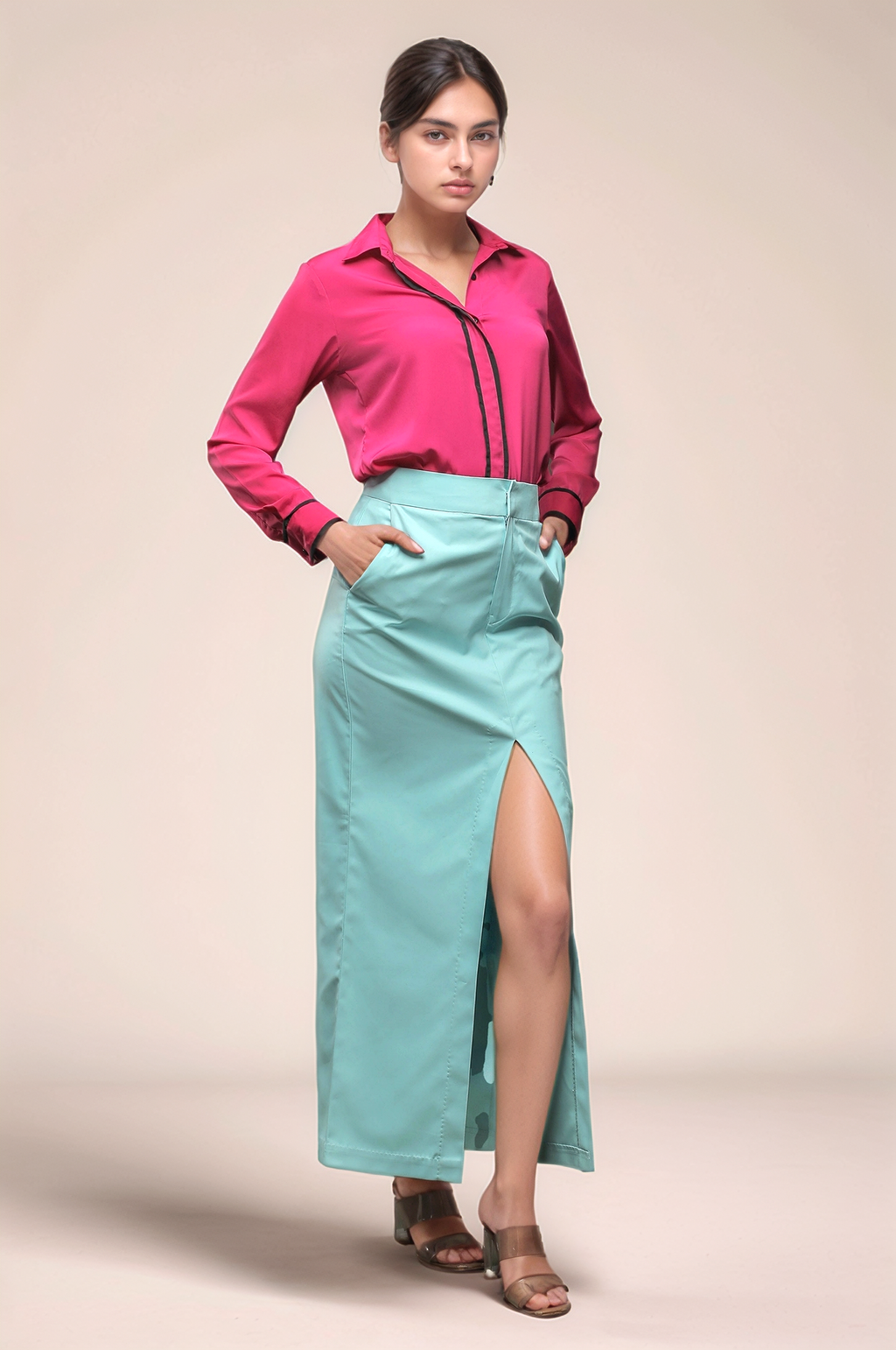 Full Length Sea Blue Skirt