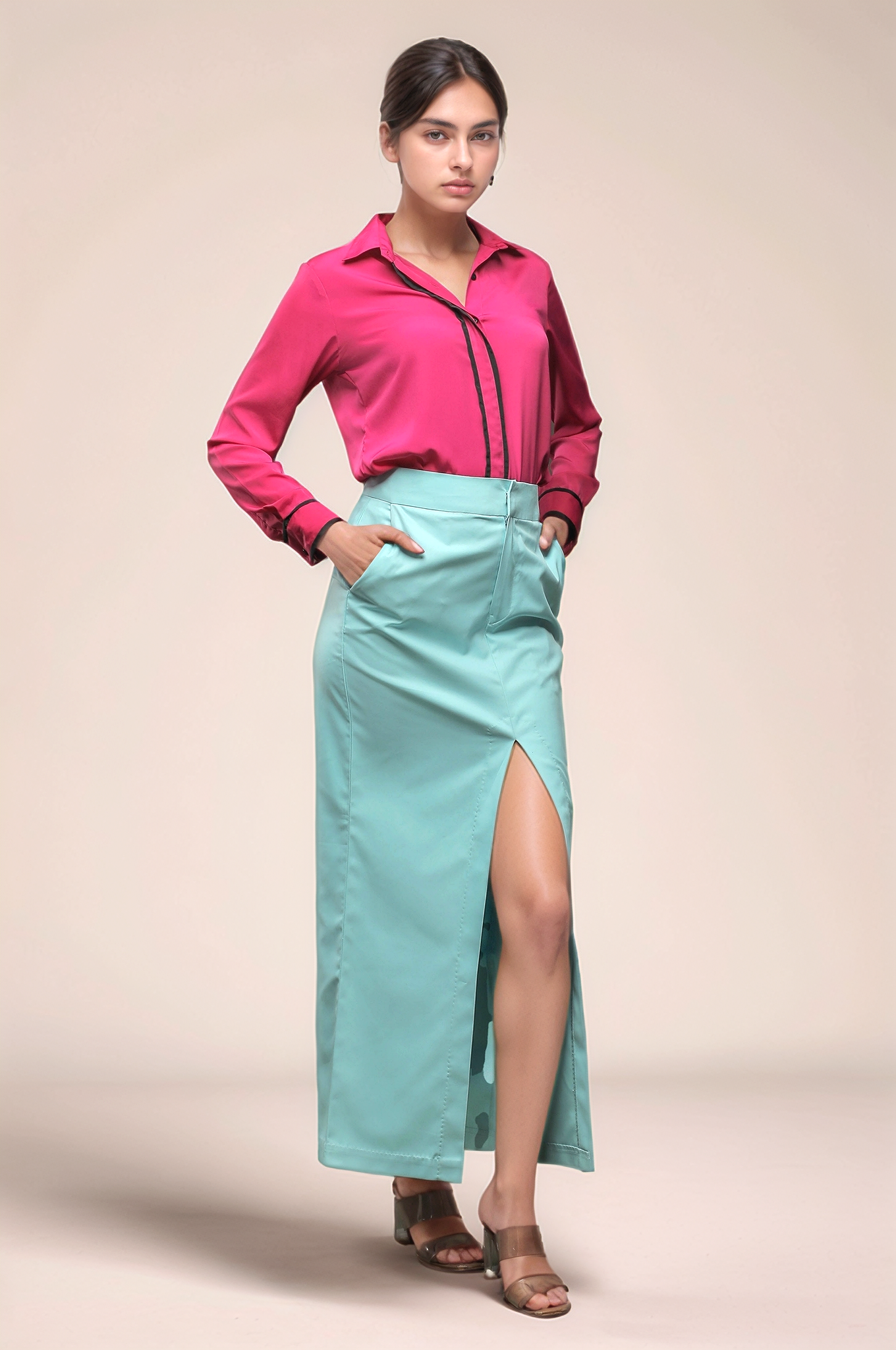 Full Length Sea Blue Skirt