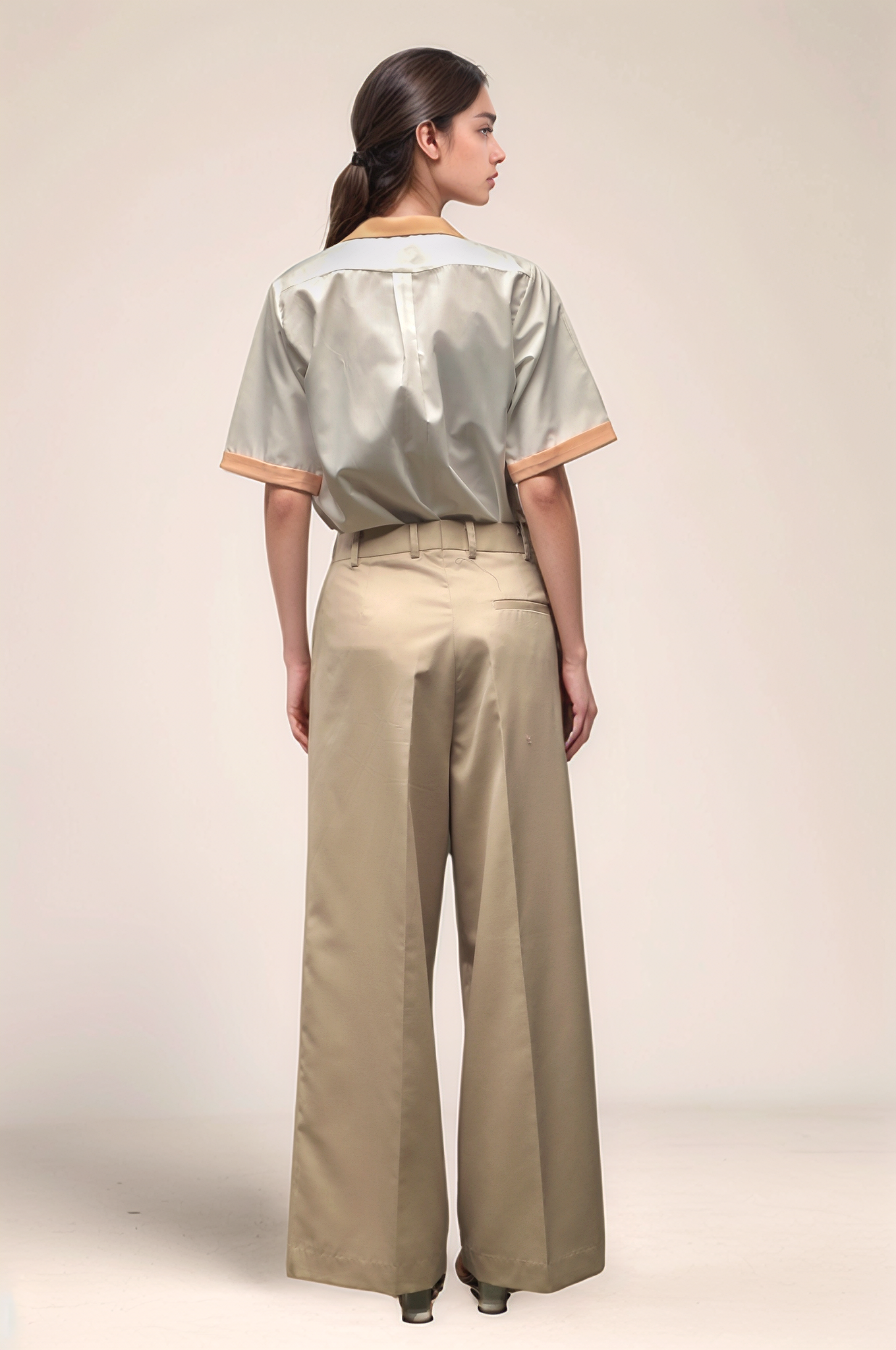 Off White Notch Collar Shirt