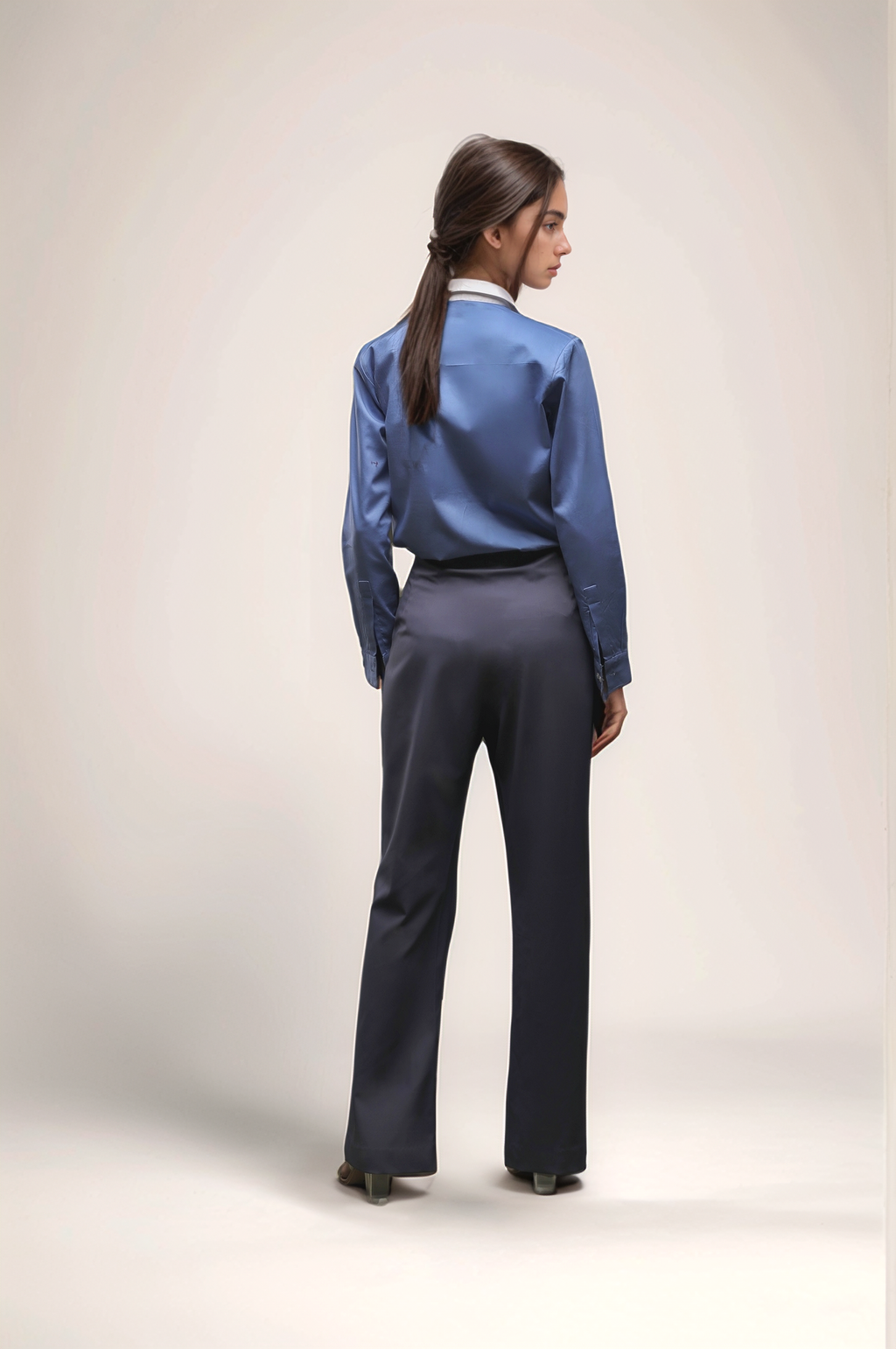 Blue Tuxedo Pleated Yoke Shirt