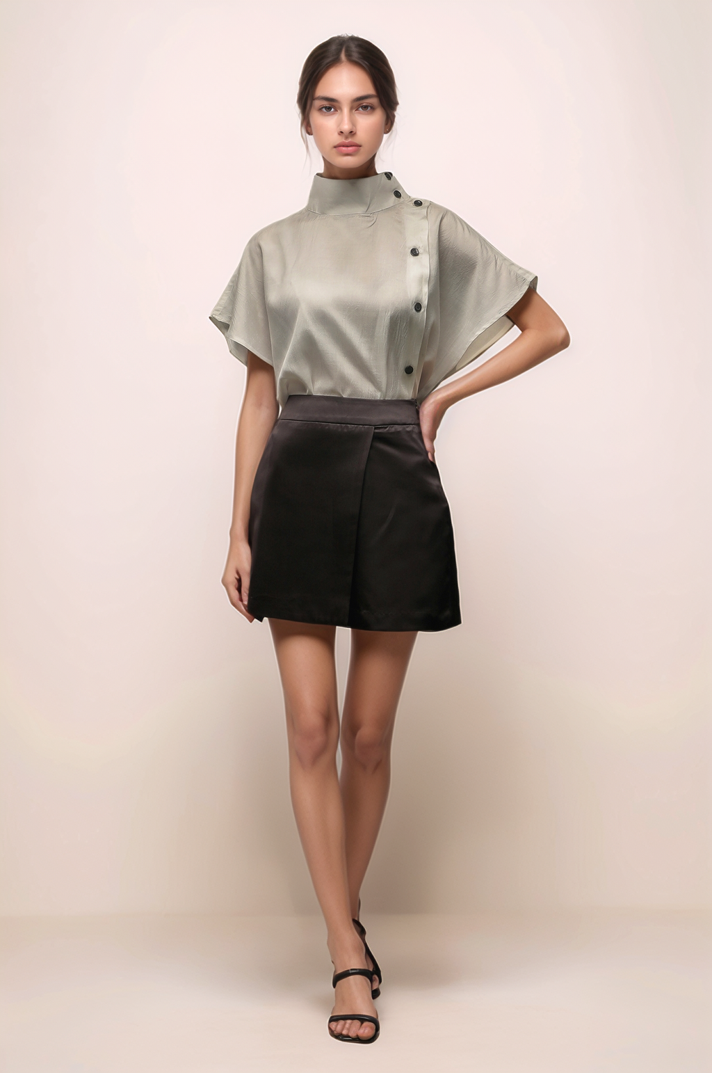 Off White Turtle Neck Loose Top