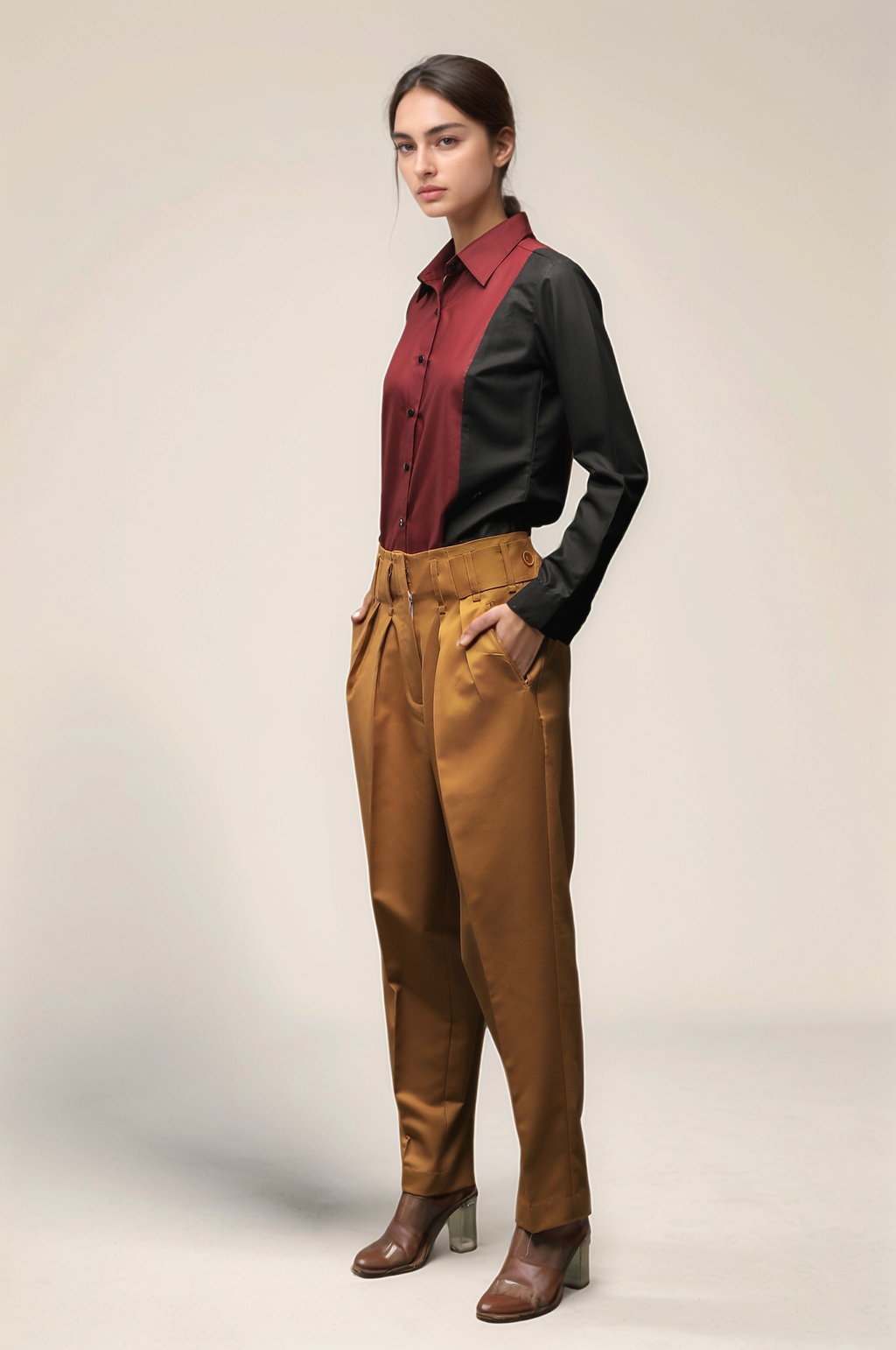 Mustard Yellow Baggy Cropped Trouser