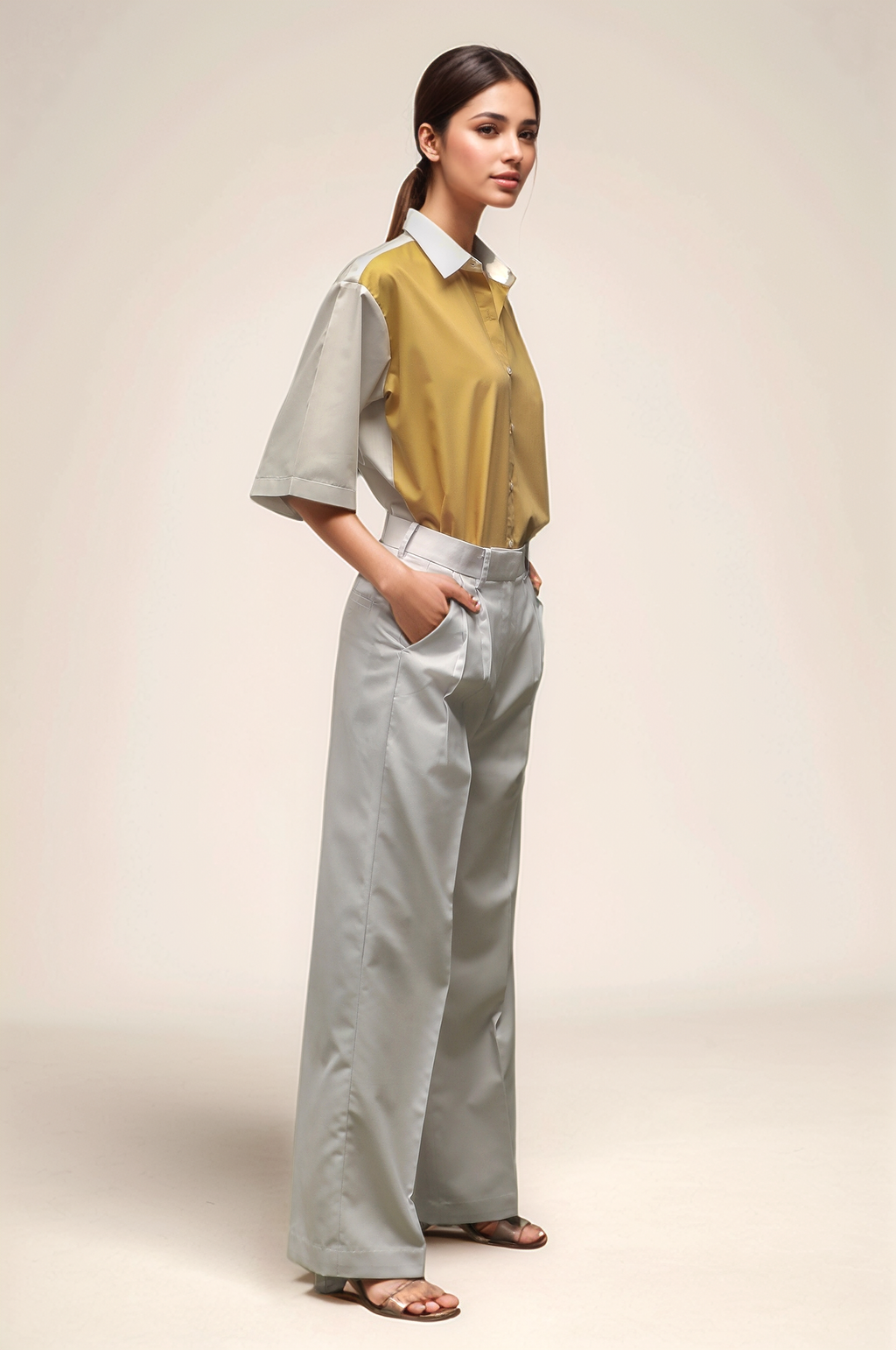 Ochre Yellow Dual Colour Shirt