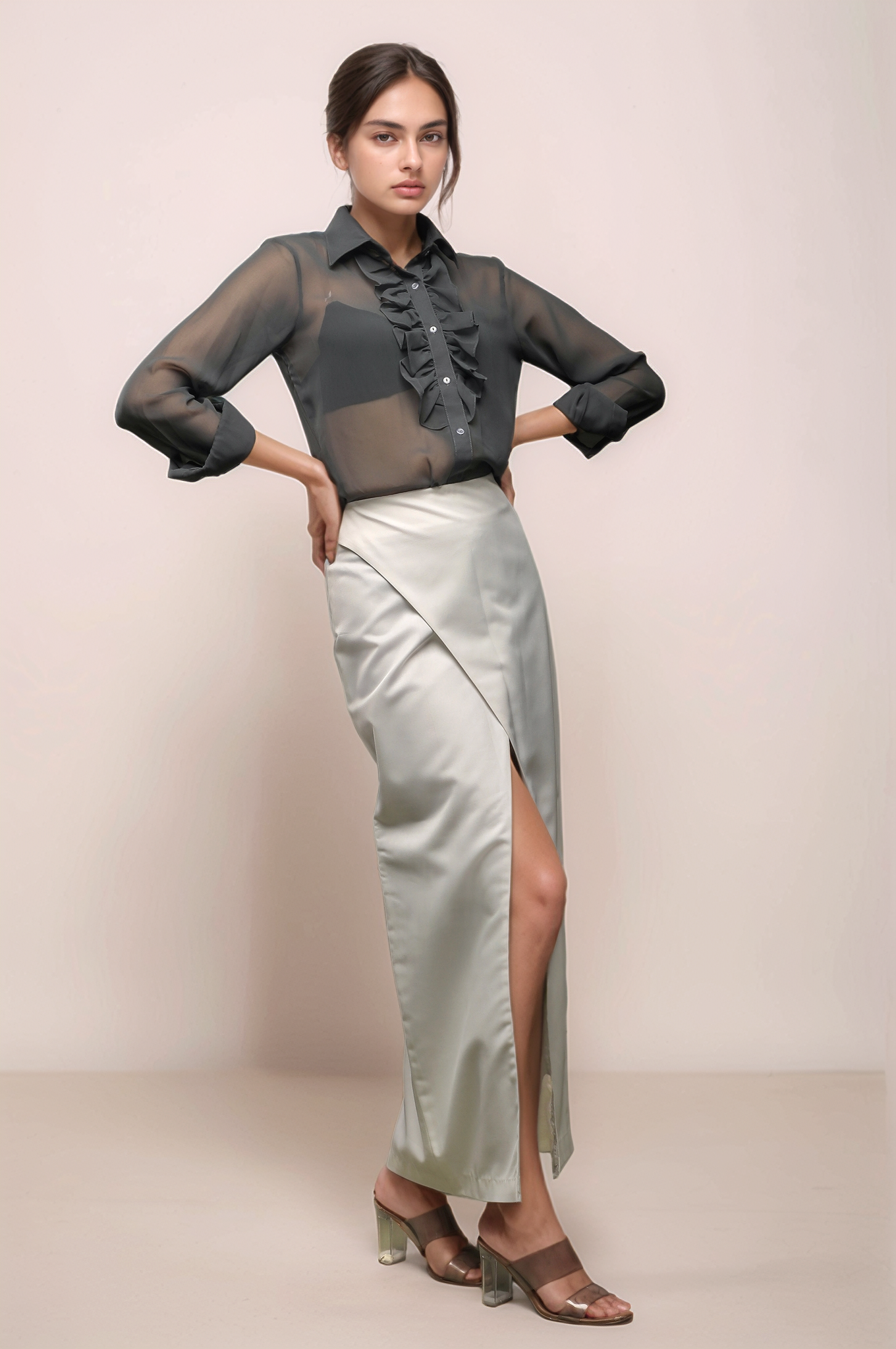 White Long Overlapped Skirt