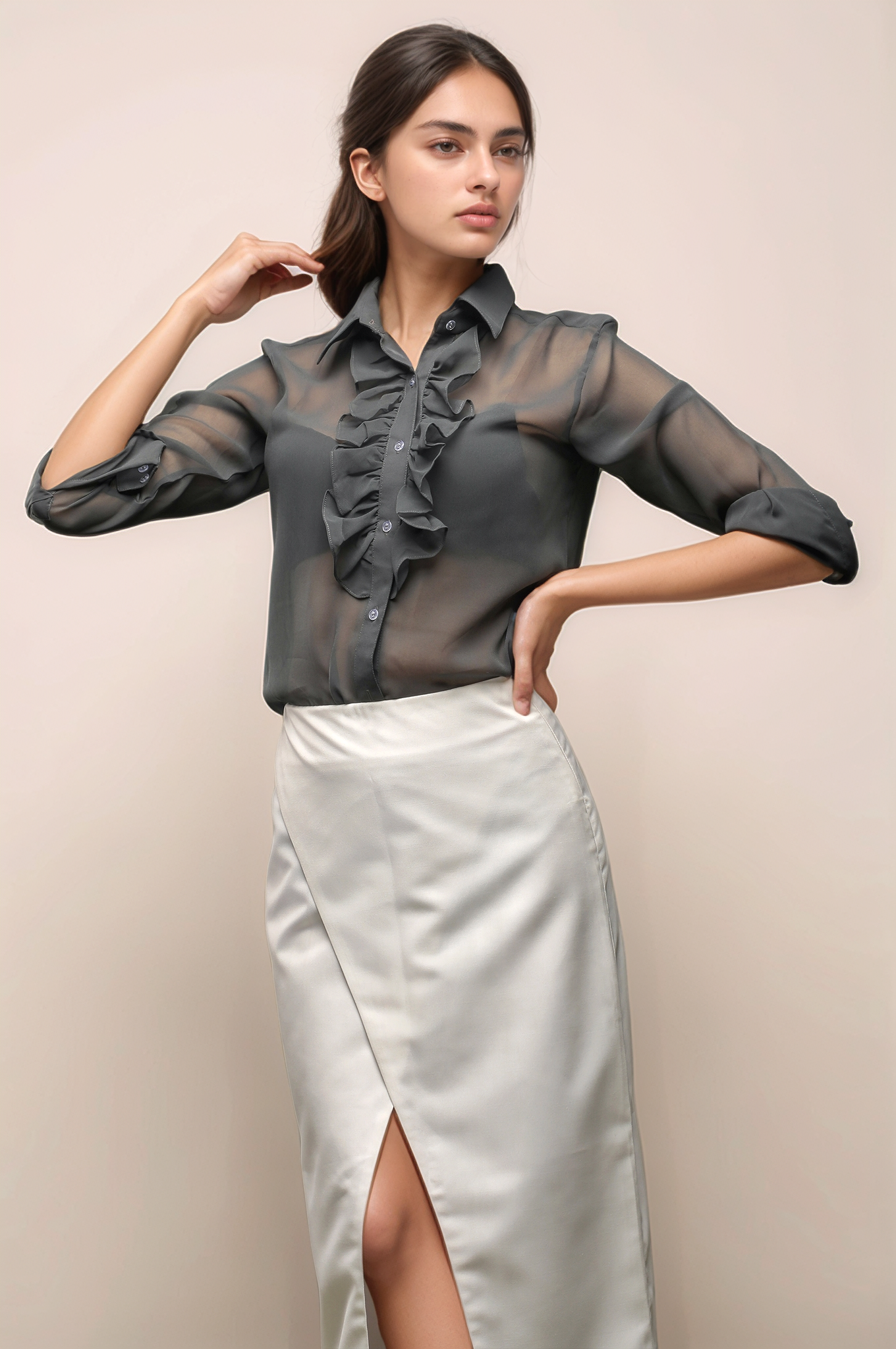 White Long Overlapped Skirt