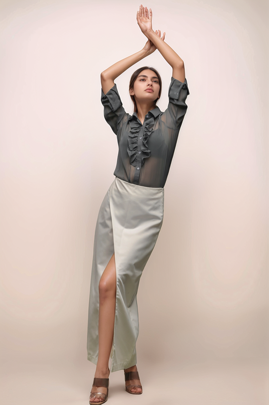 White Long Overlapped Skirt