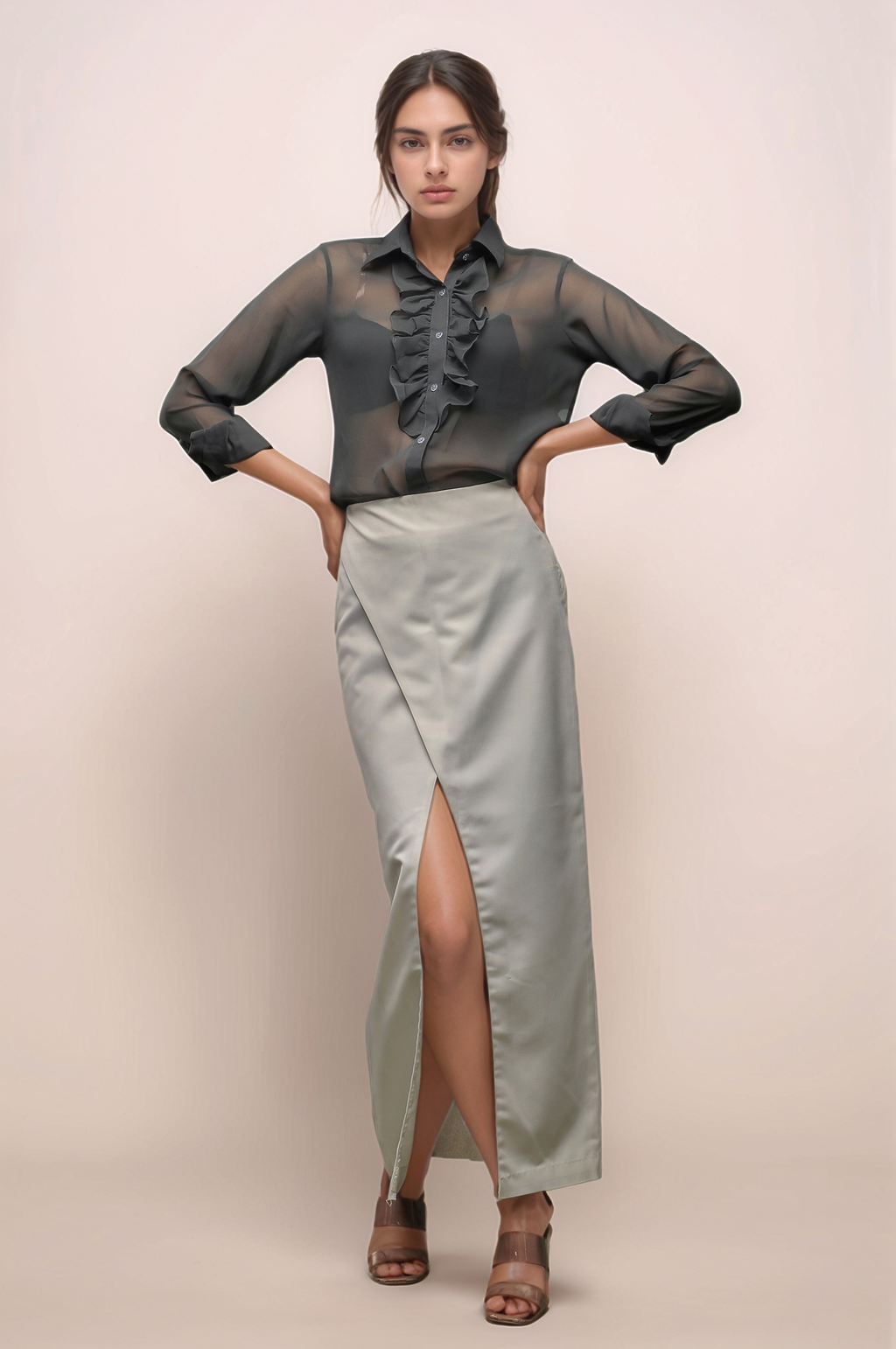 White Long Overlapped Skirt