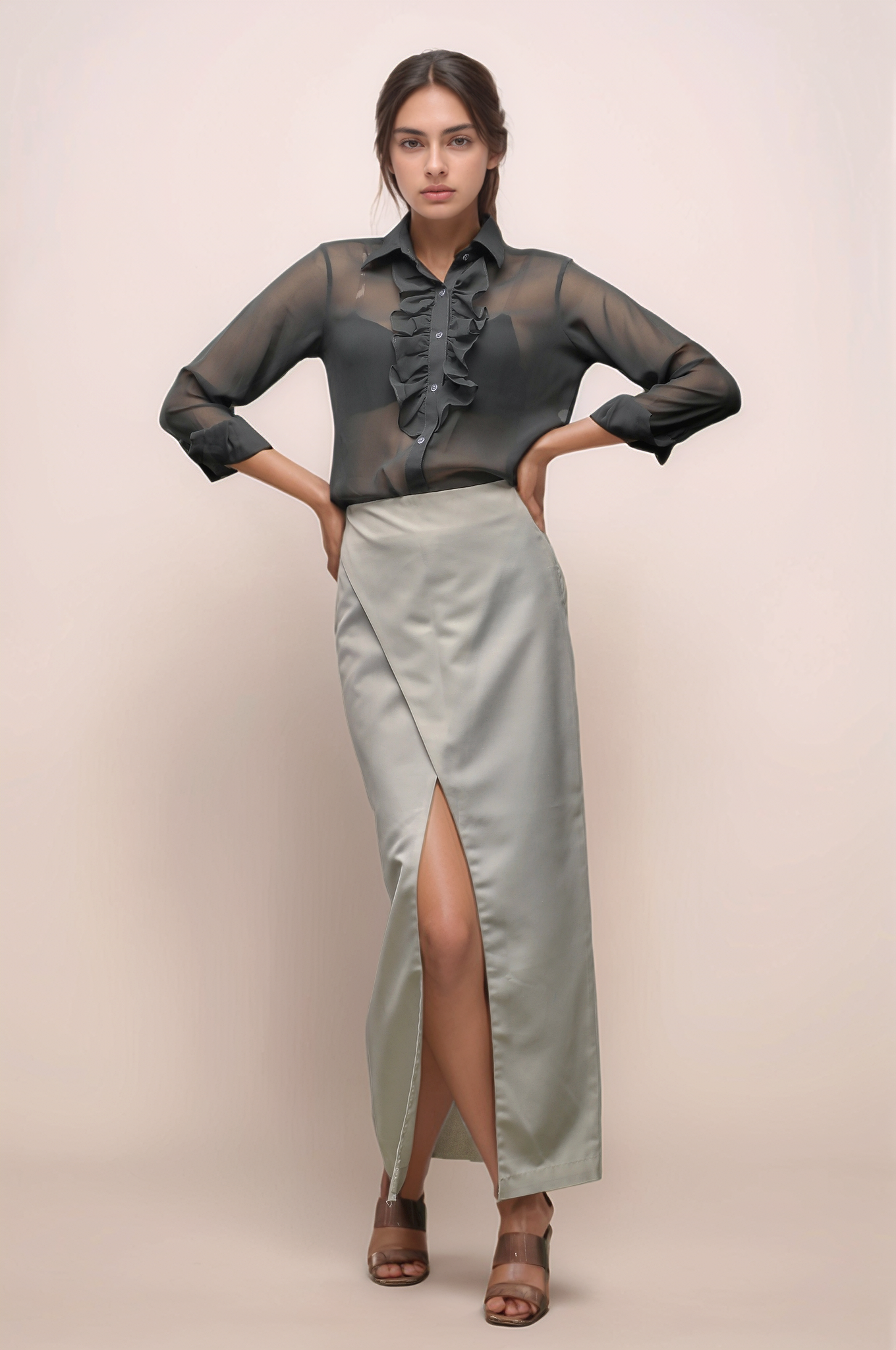 White Long Overlapped Skirt