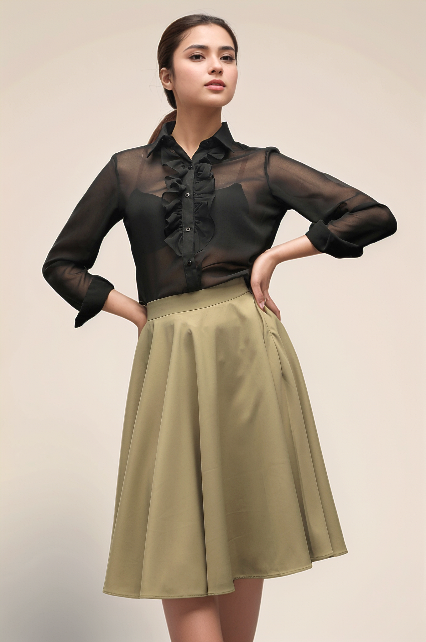Sage Khaki Umbrella Skirt