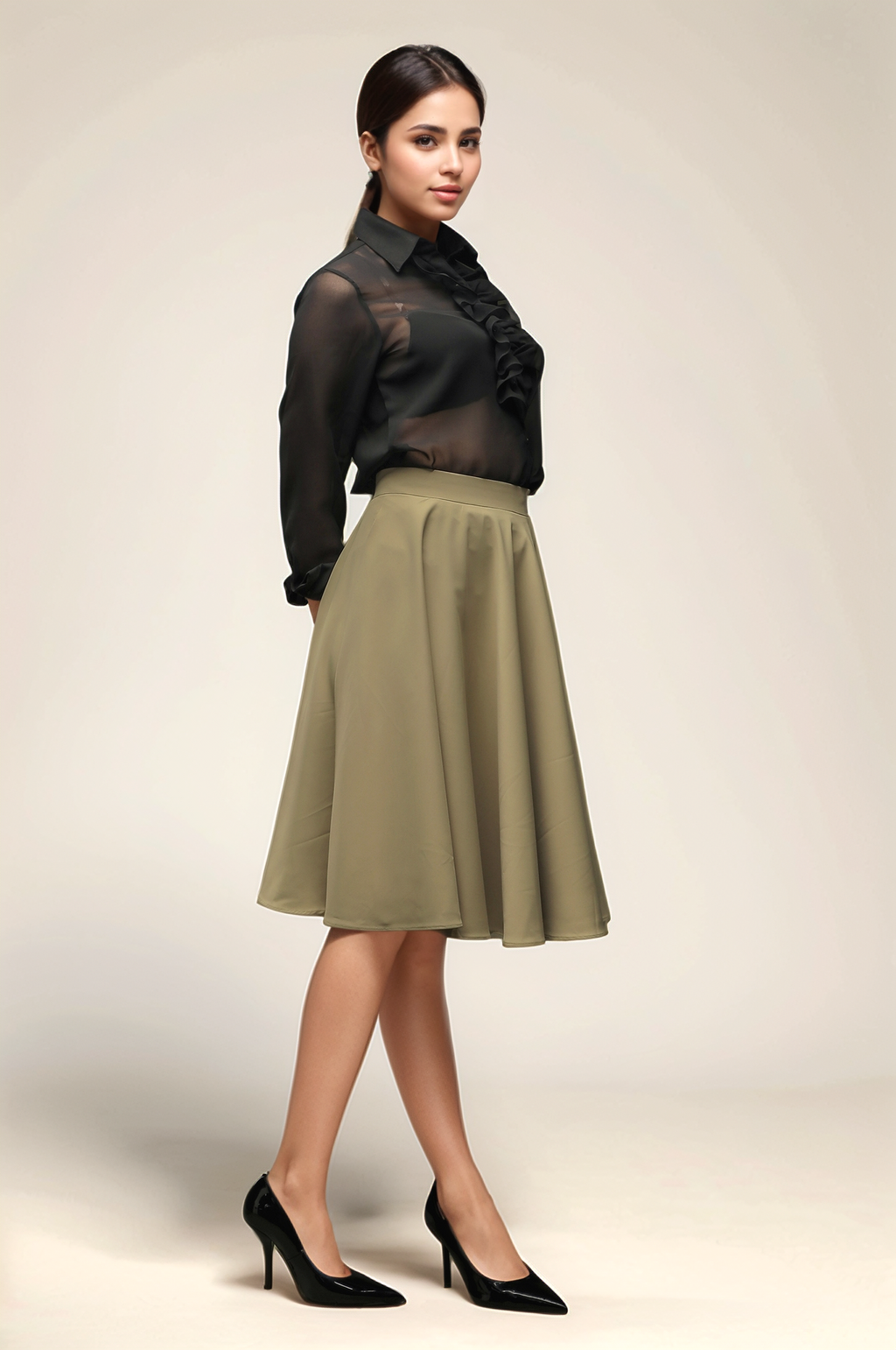 Sage Khaki Umbrella Skirt