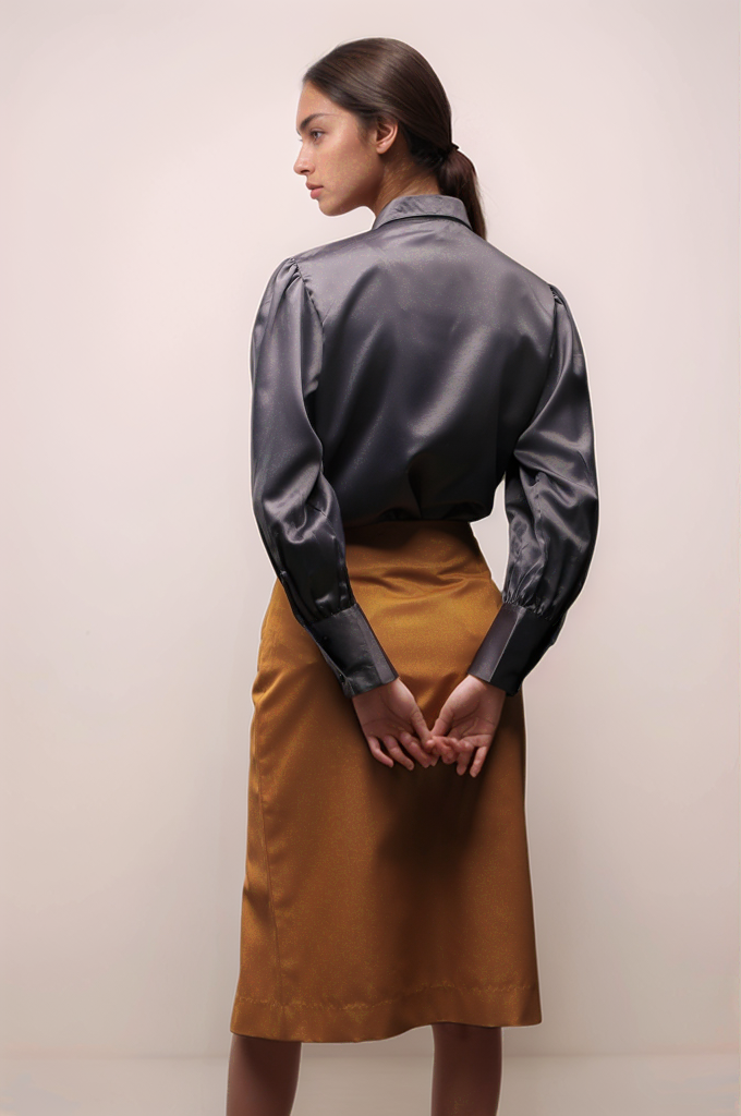 Ochre Yellow Knee Length Skirt