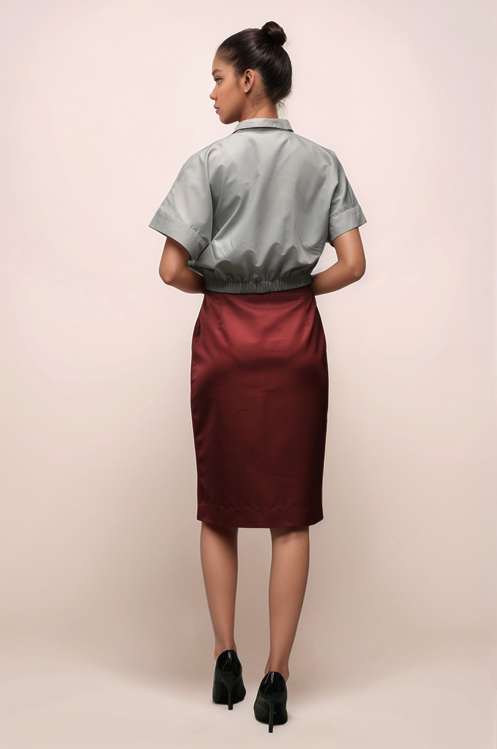Maroon Knee Length Skirt