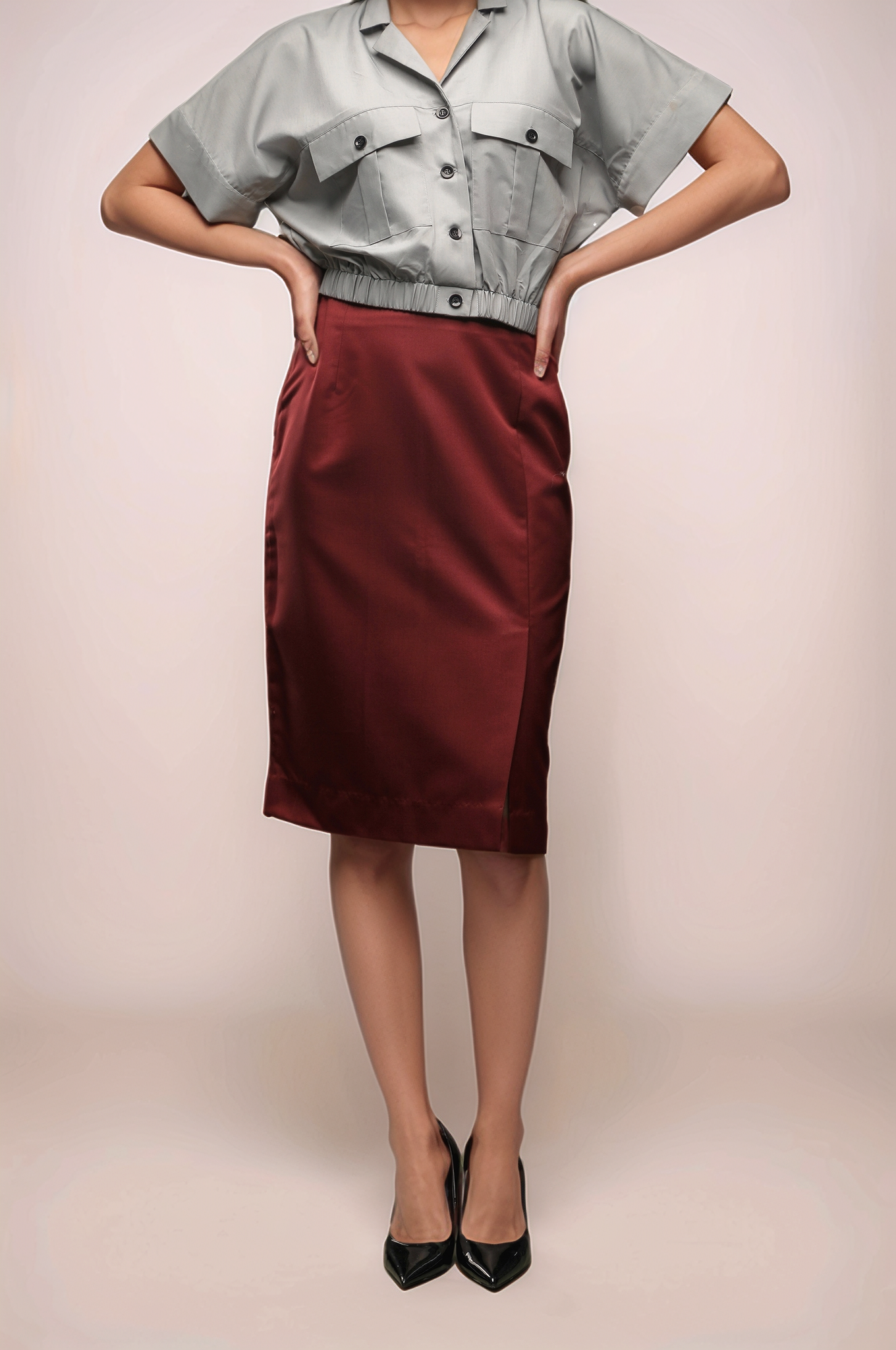Maroon Knee Length Skirt