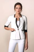 Black And White Square Neck Coat