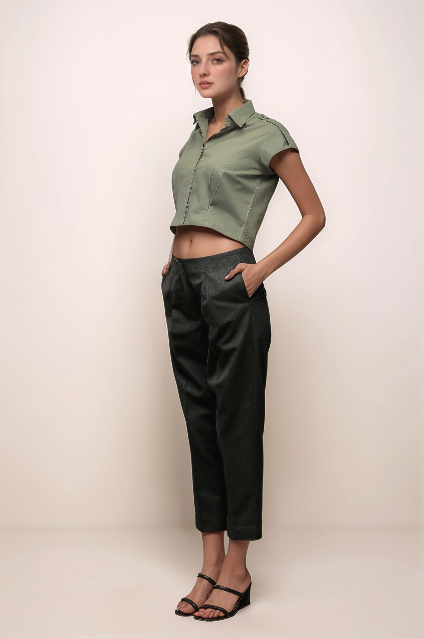 Dark Grey Ankle Length Baggy Pant